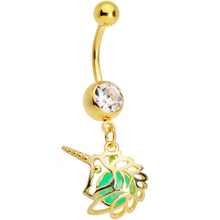 Load image into Gallery viewer, Clear Gem Gold Tone Glow Orb Unicorn Dangle Belly Ring
