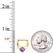 Load image into Gallery viewer, 16G 5/16 Purple Faux Opal Gold Anodized Septum Clicker
