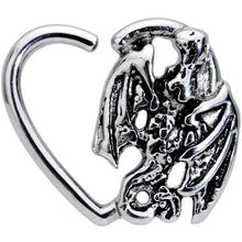 Load image into Gallery viewer, 16G 3/8 Crouching Dragon Heart Shaped Left Ear Closure Ring
