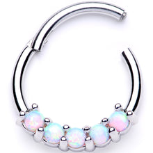 Load image into Gallery viewer, 16G 3/8 White Synthetic Opal Crest Hinged Segment Ring
