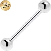 Load image into Gallery viewer, Solid 14k White Gold Barbell Tongue Ring 14G 5/8 5mm Ball
