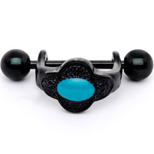 Load image into Gallery viewer, 16G 1/2 Faux Turquoise Black Flower Cartilage Cuff
