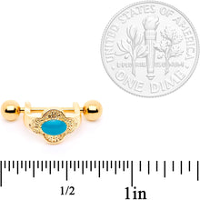 Load image into Gallery viewer, 16G 1/2 Faux Turquoise Gold Tone Flower Cartilage Cuff
