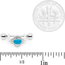Load image into Gallery viewer, 16G 1/2 Faux Turquoise Flower Cartilage Cuff
