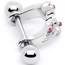 Load image into Gallery viewer, 16G 1/2 Pink Gem Cross Crown Cartilage Cuff
