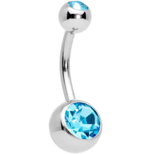 Load image into Gallery viewer, Aqua Gem Valentines Day Sunburst Heart Belly Ring Set of 4
