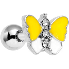 Load image into Gallery viewer, 16G 1/4 Clear Gem Yellow Butterfly Cartilage Tragus Earring
