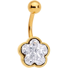 Load image into Gallery viewer, Clear Gem White Faux Druzy Gold Tone Flower Belly Ring Set of 4
