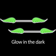 Load image into Gallery viewer, 14G 9/16 Glow in the Dark Green Leaf Barbell Nipple Rings
