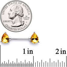 Load image into Gallery viewer, 14G 9/16 Yellow Gem Teardrop Barbell Nipple Ring Set
