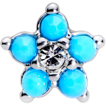 Load image into Gallery viewer, 16G 5/16 CZ Gem Faux Turquoise Flower Internally Threaded Labret
