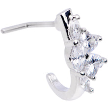 Load image into Gallery viewer, 20G Clear Gem Hearts Faux Hoop L Shaped Nose Ring
