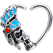 Load image into Gallery viewer, 16G 3/8 Red Gem Warrior Headdress Right Heart Closure Ring
