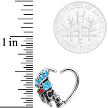 Load image into Gallery viewer, 16G 3/8 Red Gem Warrior Headdress Right Heart Closure Ring
