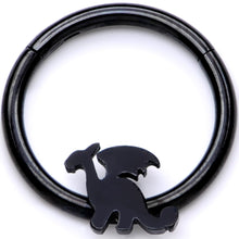 Load image into Gallery viewer, 16G 3/8 Black Fantasy Dragon Hinged Segment Ring

