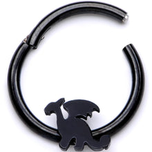 Load image into Gallery viewer, 16G 3/8 Black Fantasy Dragon Hinged Segment Ring
