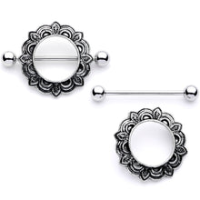 Load image into Gallery viewer, 14G 9/16 Art Nouveau Style Nipple Shield Set
