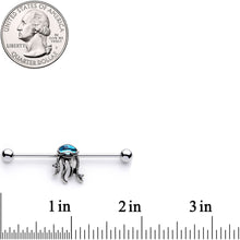 Load image into Gallery viewer, 14G Clear Blue Gem Nautical Jellyfish Industrial Barbell 38mm
