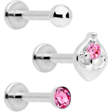 Load image into Gallery viewer, 16G 5/16 Pink Gem Internally Threaded Labret Set
