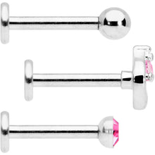 Load image into Gallery viewer, 16G 5/16 Pink Gem Internally Threaded Labret Set
