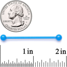Load image into Gallery viewer, 14G Light Blue Coated Glow in the Dark Industrial Barbell 38mm
