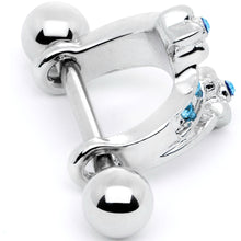 Load image into Gallery viewer, 16G 1/2 Blue Gem Cross Crown Cartilage Cuff

