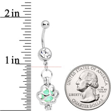 Load image into Gallery viewer, Clear Gem Glow in the Dark Paw Print Dangle Belly Ring
