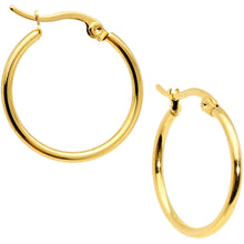 Load image into Gallery viewer, 20mm Gold Tone PVD Stainless Steel Hoop Earrings
