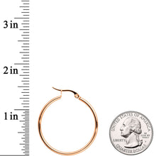 Load image into Gallery viewer, 30mm Rose Gold Tone PVD Stainless Steel Hoop Earrings
