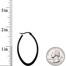 Load image into Gallery viewer, 40mm Black Tone PVD Stainless Steel Oval Hoop Earrings
