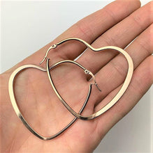 Load image into Gallery viewer, 40mm Rose Gold Tone PVD Stainless Steel Heart Hoop Earrings
