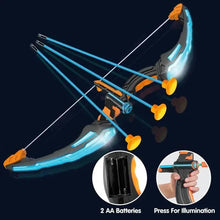 Load image into Gallery viewer, LED Bow &amp; Arrow Toy Set for Kids Light-Up Archery Play Kit with Suction Cup Arrows (Blue/Green)
