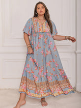 Load image into Gallery viewer, Pink Purple Plus Size Printed Flutter Sleeve Maxi Dress Elegant &amp; Flowy Dress Unique Design
