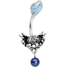 Load image into Gallery viewer, Blue Orbs Nautical Crab and Whelk Shell Dangle Belly Ring

