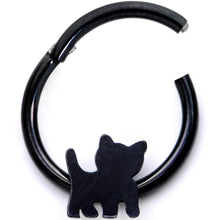 Load image into Gallery viewer, 16G 3/8 Black Kitty Cat Hinged Segment Ring
