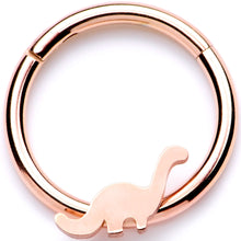 Load image into Gallery viewer, 16G 3/8 Rose Gold Tone Tiny Dinosaur Hinged Segment Ring
