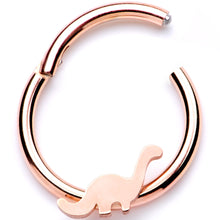 Load image into Gallery viewer, 16G 3/8 Rose Gold Tone Tiny Dinosaur Hinged Segment Ring
