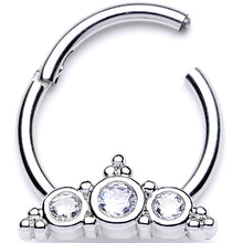Load image into Gallery viewer, 16G 3/8 Clear CZ Art Deco Arc Hinged Segment Ring
