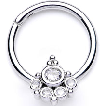Load image into Gallery viewer, 16G 3/8 Clear CZ Gem Geometric Hinged Segment Ring

