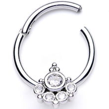 Load image into Gallery viewer, 16G 3/8 Clear CZ Gem Geometric Hinged Segment Ring
