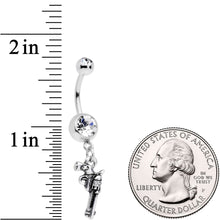 Load image into Gallery viewer, Clear Gem Under the Gun Dangle Belly Ring
