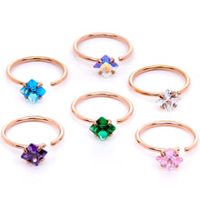 Load image into Gallery viewer, 20G 5/16 Pastel Gem Rose Gold Tone Nose Hoop Set of 6
