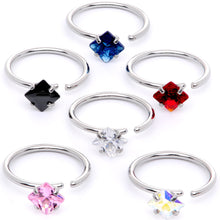 Load image into Gallery viewer, 20G 5/16 Multicolor Single Gem Regal Rhombus Nose Hoop Set of 6
