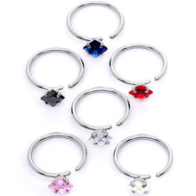 Load image into Gallery viewer, 20G 5/16 Multicolor Single Gem Regal Rhombus Nose Hoop Set of 6
