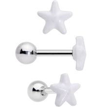 Load image into Gallery viewer, 16G 1/4 Green White Glow Star Hand Cartilage Earring Set of 3
