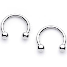 Load image into Gallery viewer, 14G 9/16 1/2 Winter Penguins Horseshoe Barbell Nipple Ring Set
