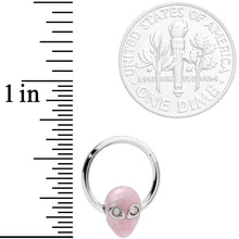 Load image into Gallery viewer, 16G 3/8 White Faux Opal Pink Invader Alien Hinged Segment Ring
