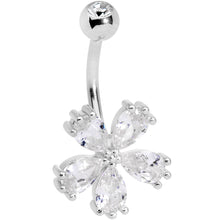 Load image into Gallery viewer, Clear CZ Gem Perfect Petals Flower Belly Ring
