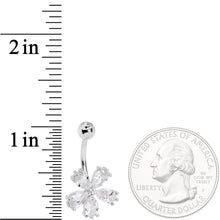 Load image into Gallery viewer, Clear CZ Gem Perfect Petals Flower Belly Ring
