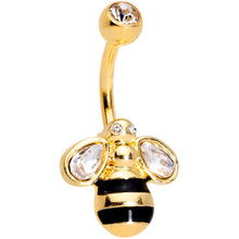 Load image into Gallery viewer, Clear Gem Gold Tone Beautiful Bling Bumblebee Belly Ring
